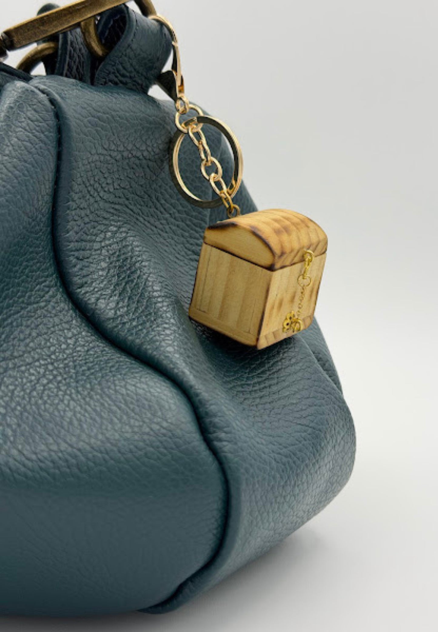 Handcrafted Wooden Chest Charm — Bag & Key Accessory