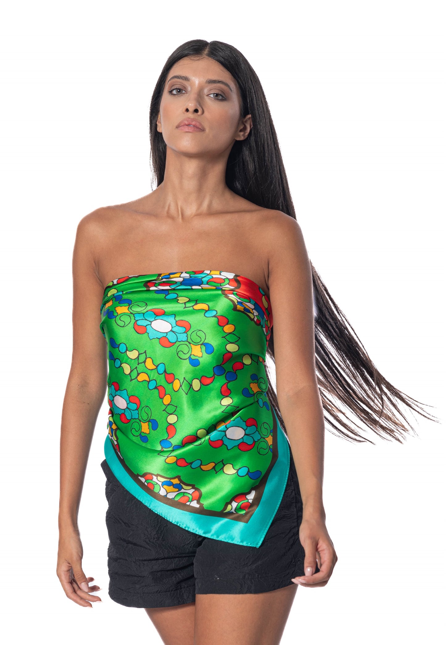 OROSI-Silk scarf - Multicolor Red Green - AFROZAN FASHION HOUSE