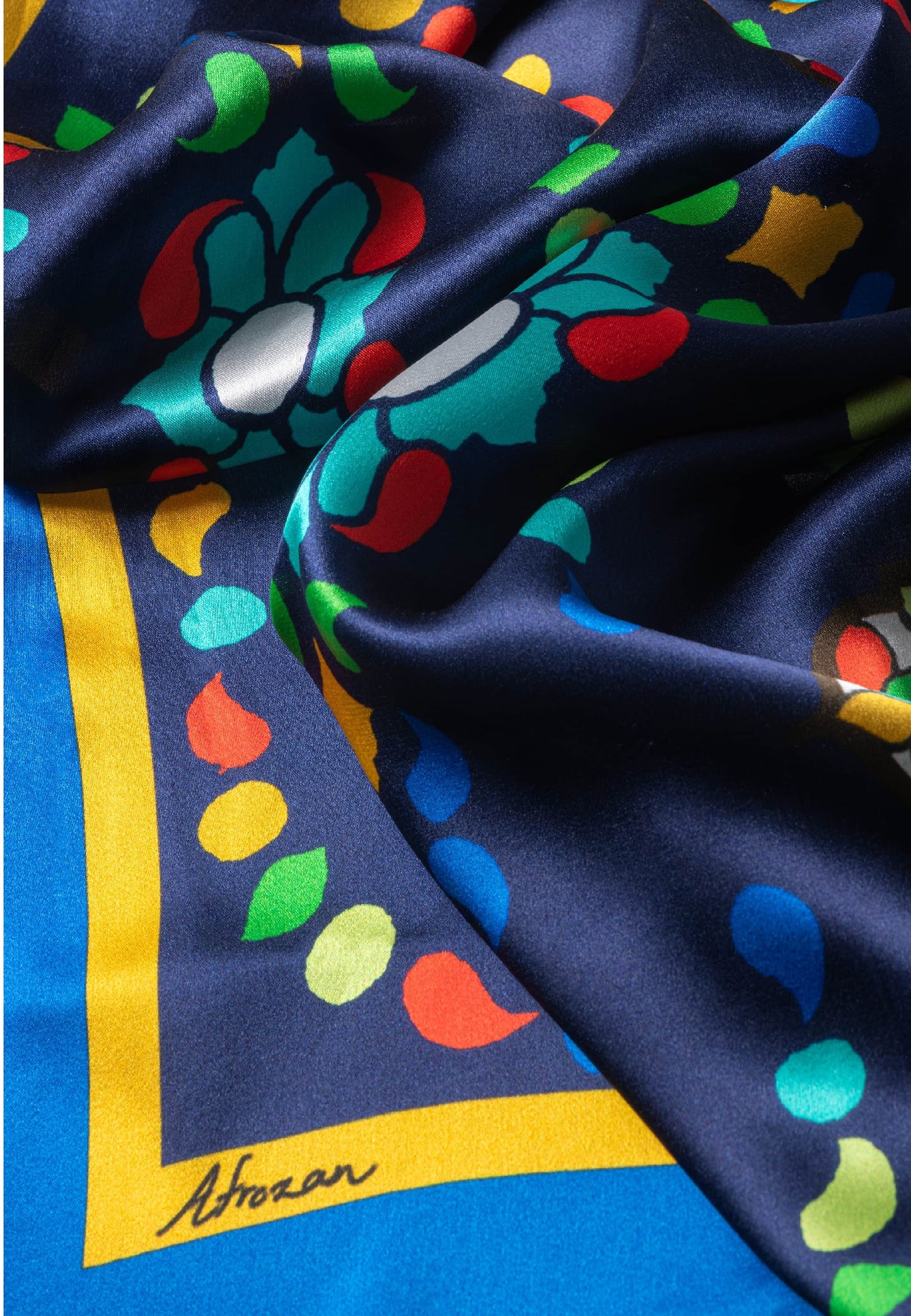 OROSI-Silk scarf - Multicolor Navy - AFROZAN FASHION HOUSE