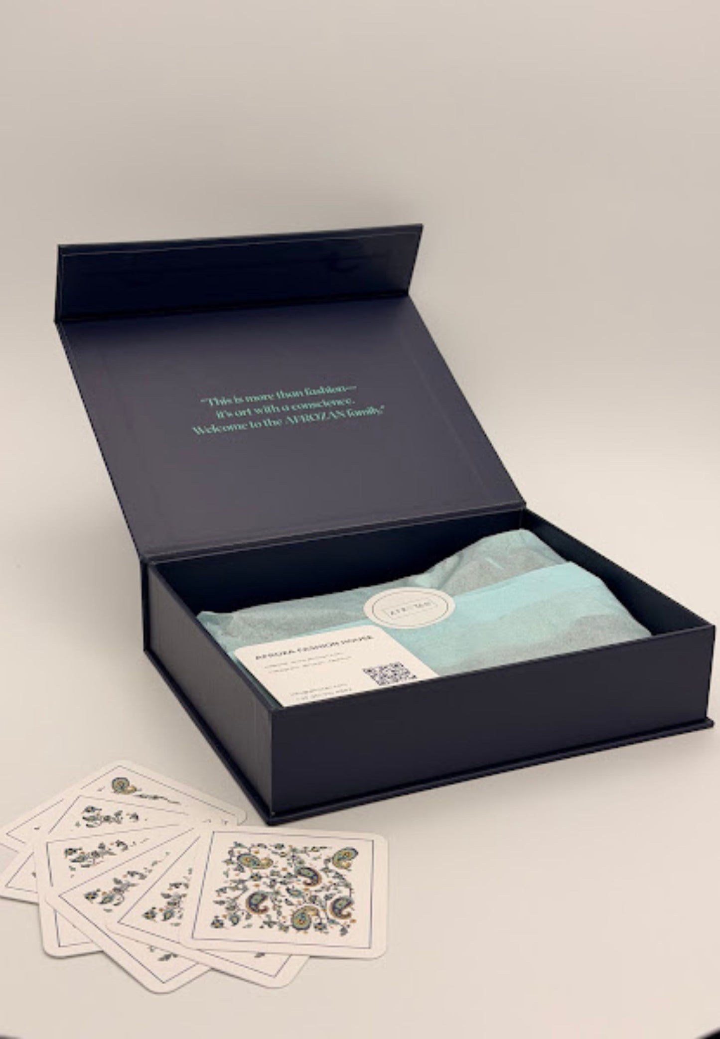 Boteh Motif Silk Twilly – Blue & Green Harmony