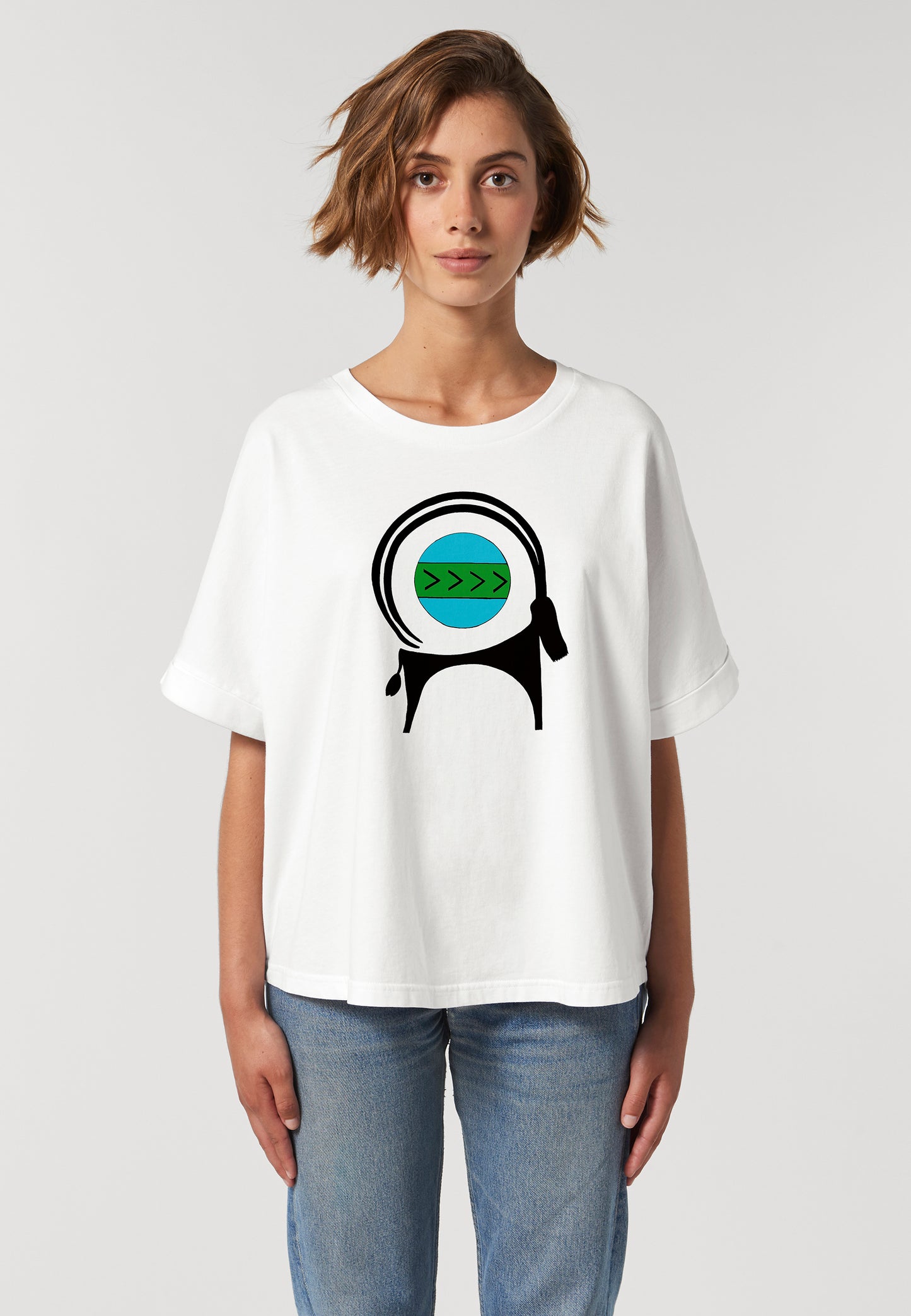 CAPRA-Vintage Over-sized T-shirt , Printed Jersey T-shirt in White Color - AFROZAN FASHION HOUSE