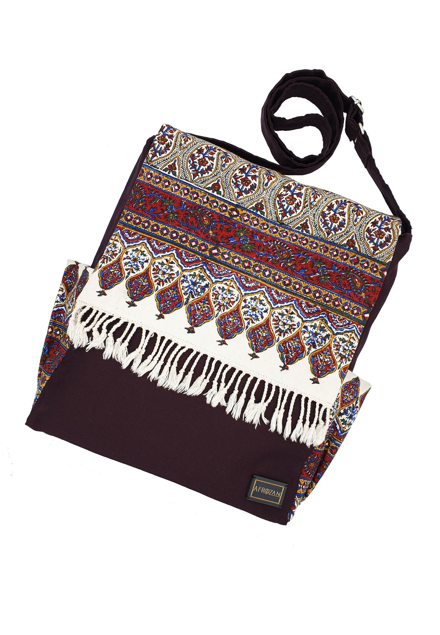 Crossbody Fabric Bag - Large size in color Mahoguny - AFROZAN FASHION HOUSE