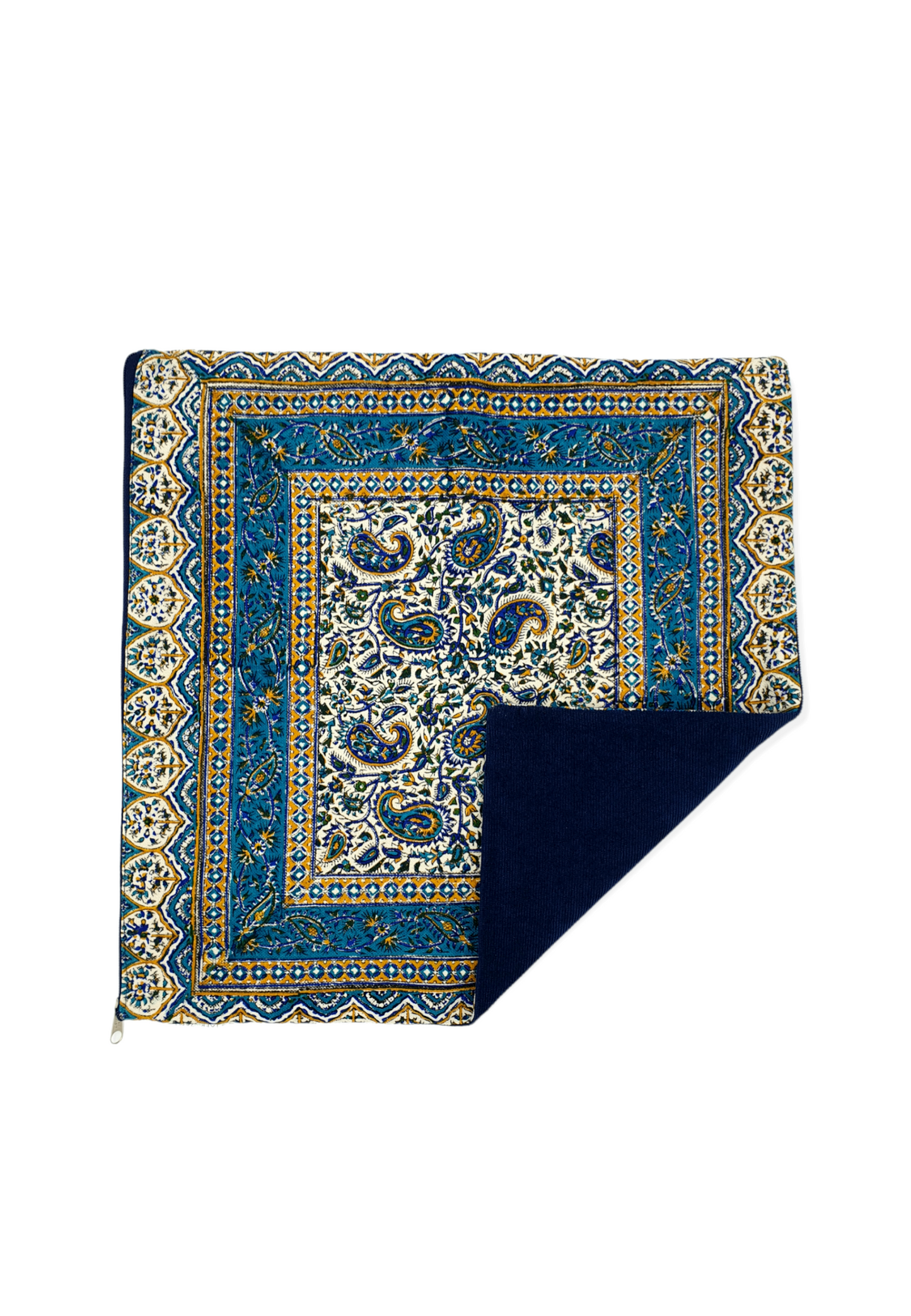 AFROZAN Hand-printed Cushion Cover - Peisly Blue - AFROZAN FASHION HOUSE