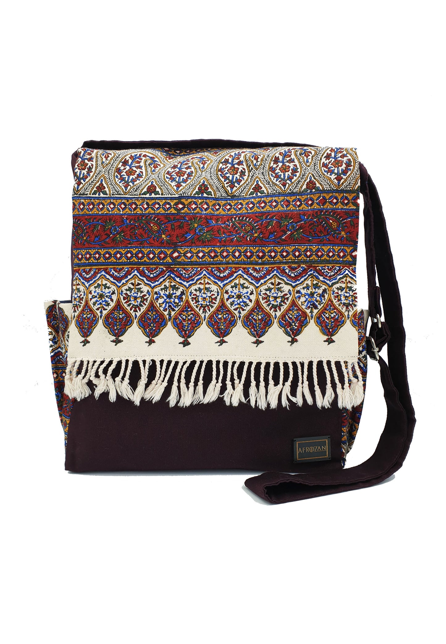 Crossbody Fabric Bag - Large size in color Mahoguny - AFROZAN FASHION HOUSE