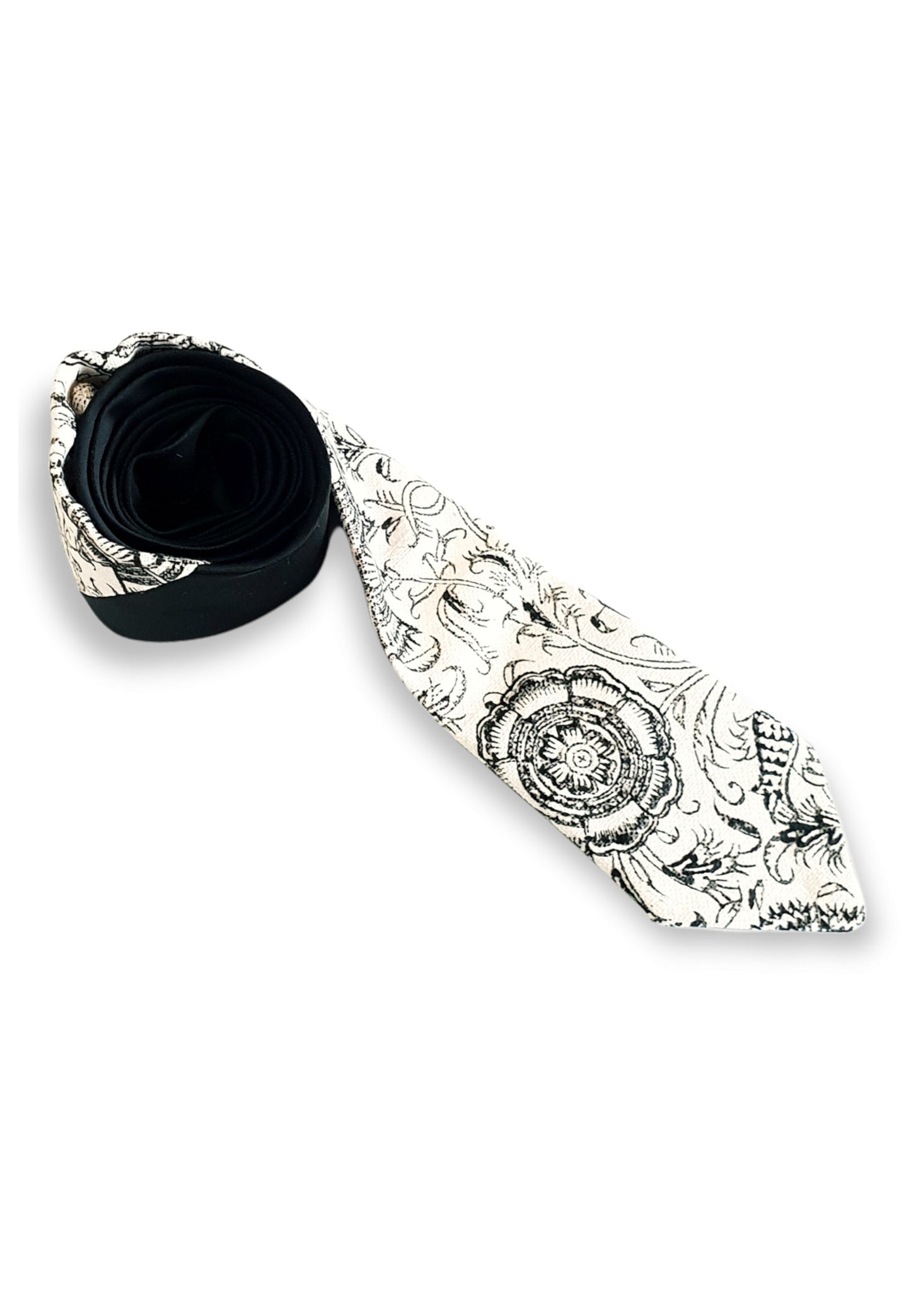 AFROZAN - Artisan Hand-printed Necktie -BW - AFROZAN FASHION HOUSE