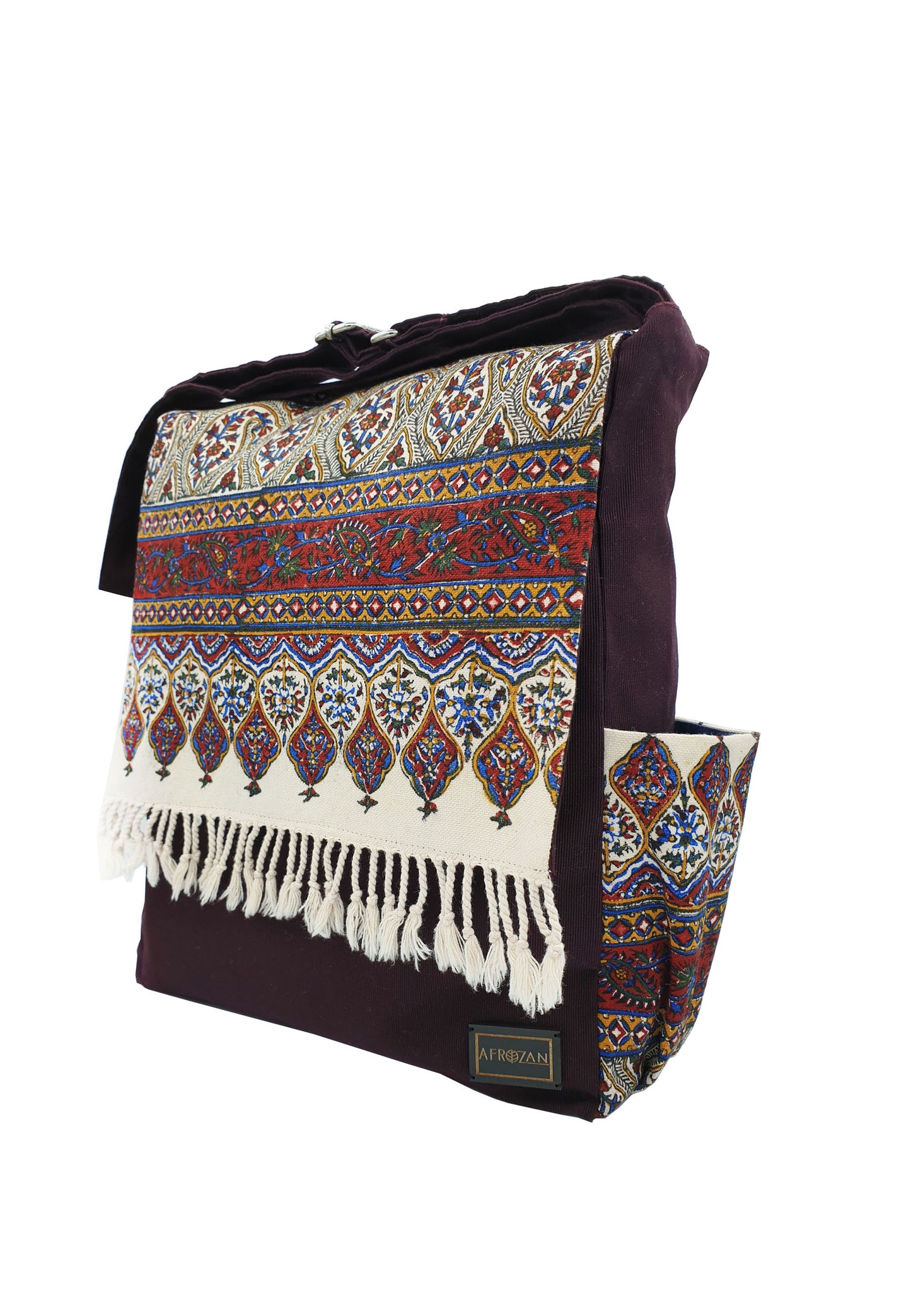 Crossbody Fabric Bag - Large size in color Mahoguny - AFROZAN FASHION HOUSE