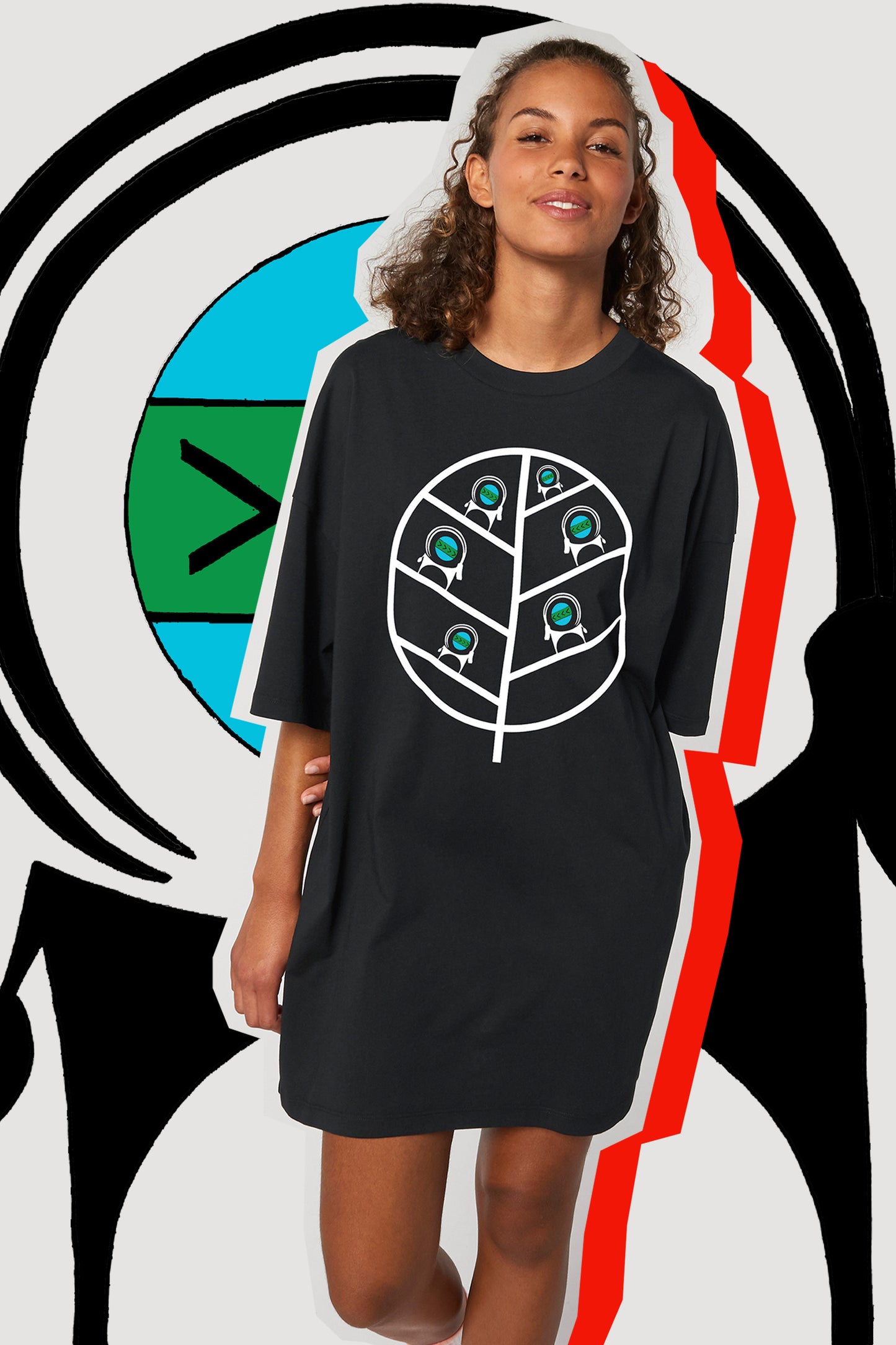 CAPRINA T-Dress , Black Oversized Woman Dress in Cotton Jersey - AFROZAN FASHION HOUSE