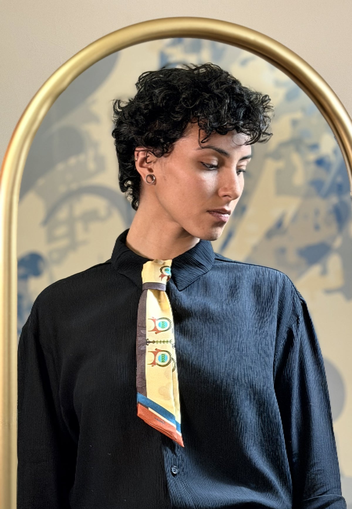 Capra Silk Twilly – Beige & Brown Harmony
