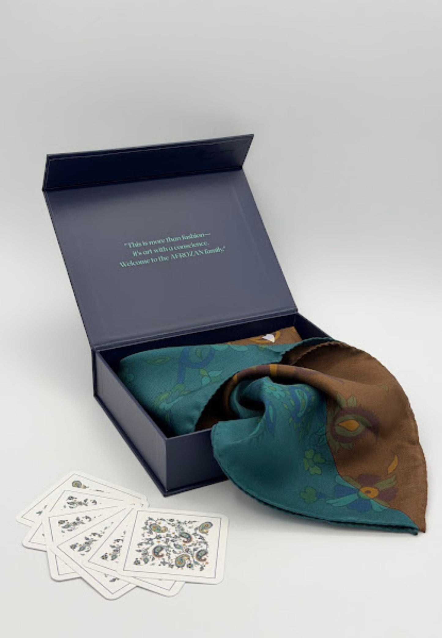 Pari-dar Unisex 53 x 53 Silk Scarf-Blue Brown Colour