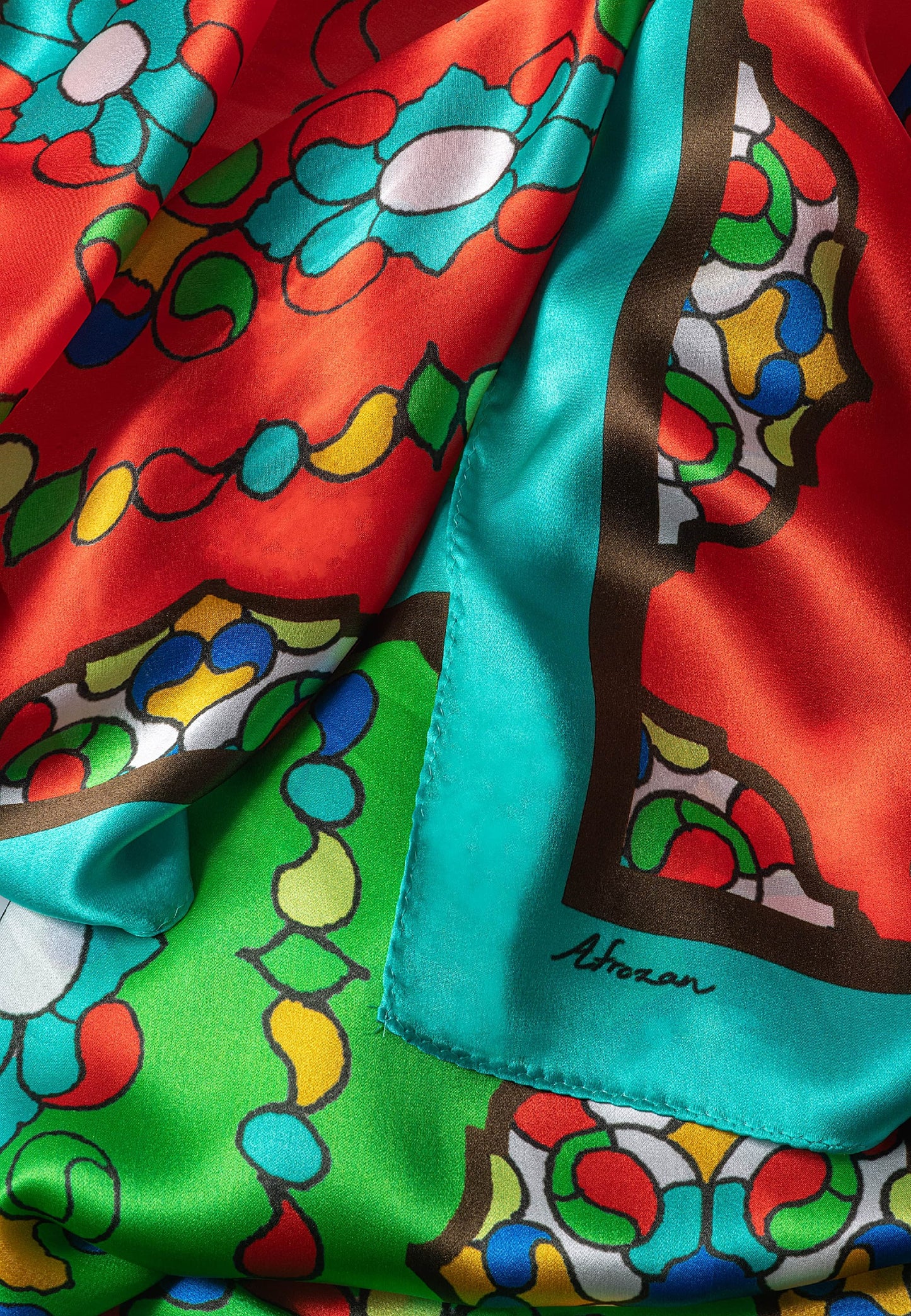 OROSI-Silk scarf - Multicolor Red Green