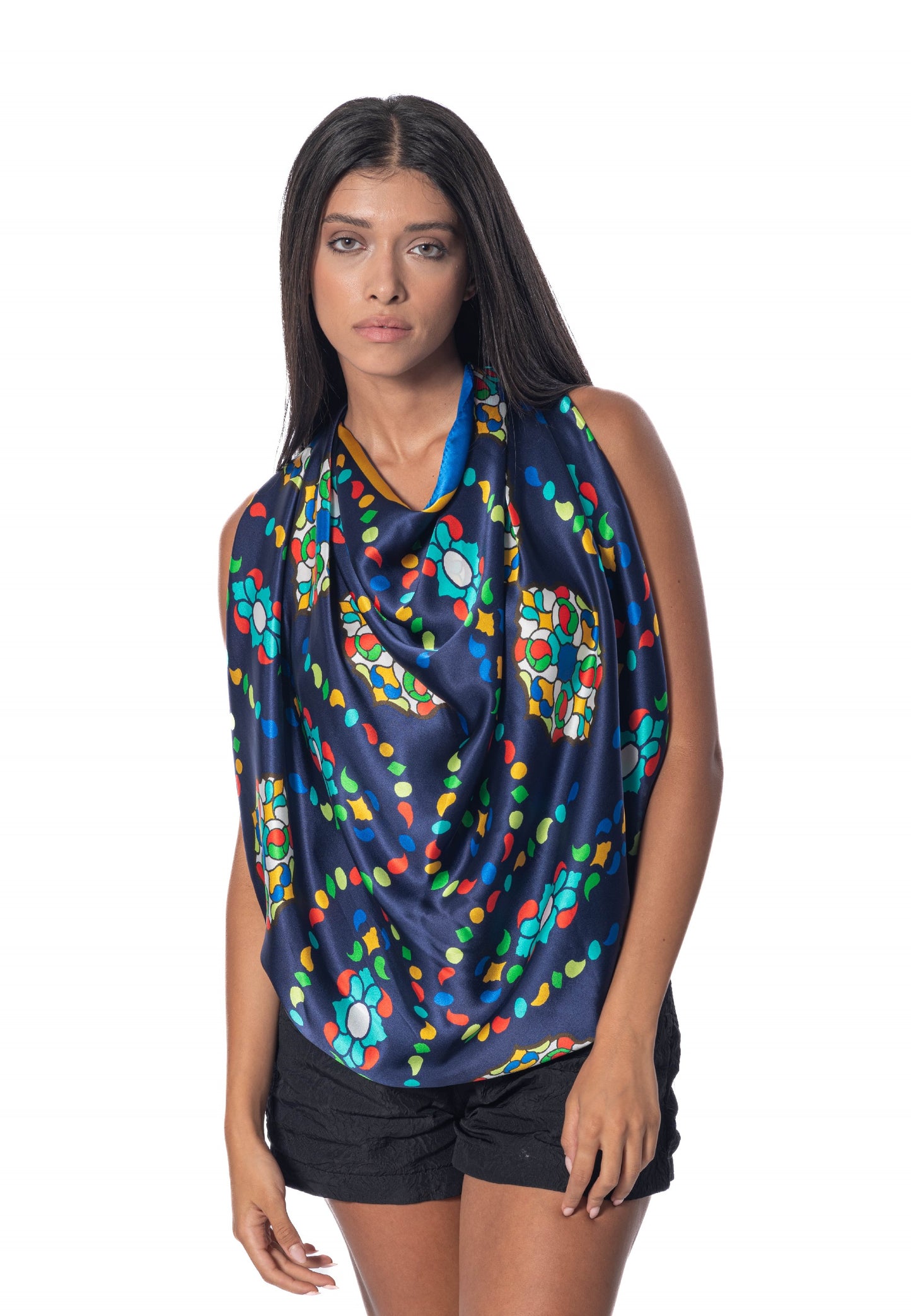 OROSI-Sciarpa in seta - Multicolor Navy