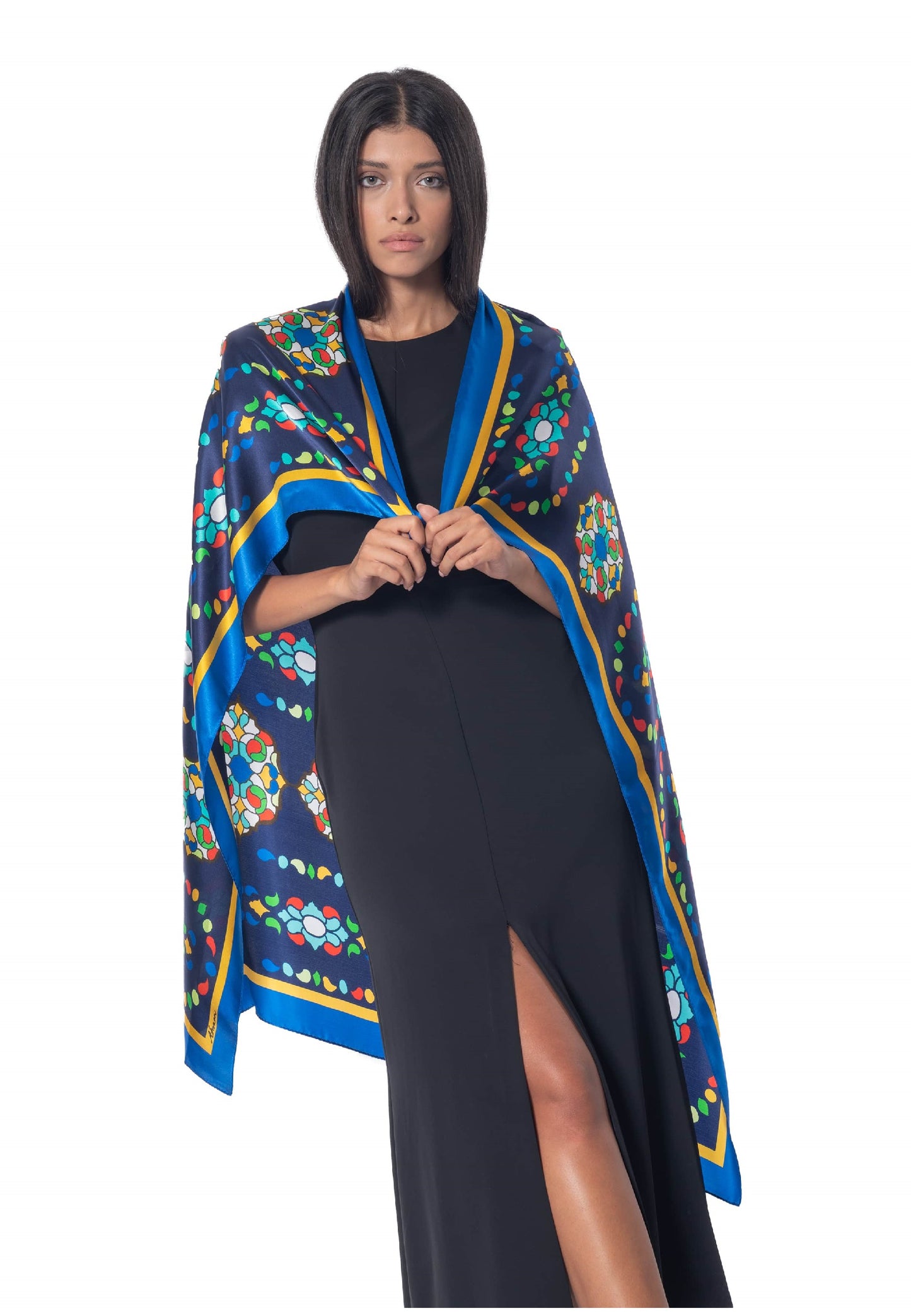 OROSI-Foulard in seta - Multicolor Turchese Oro