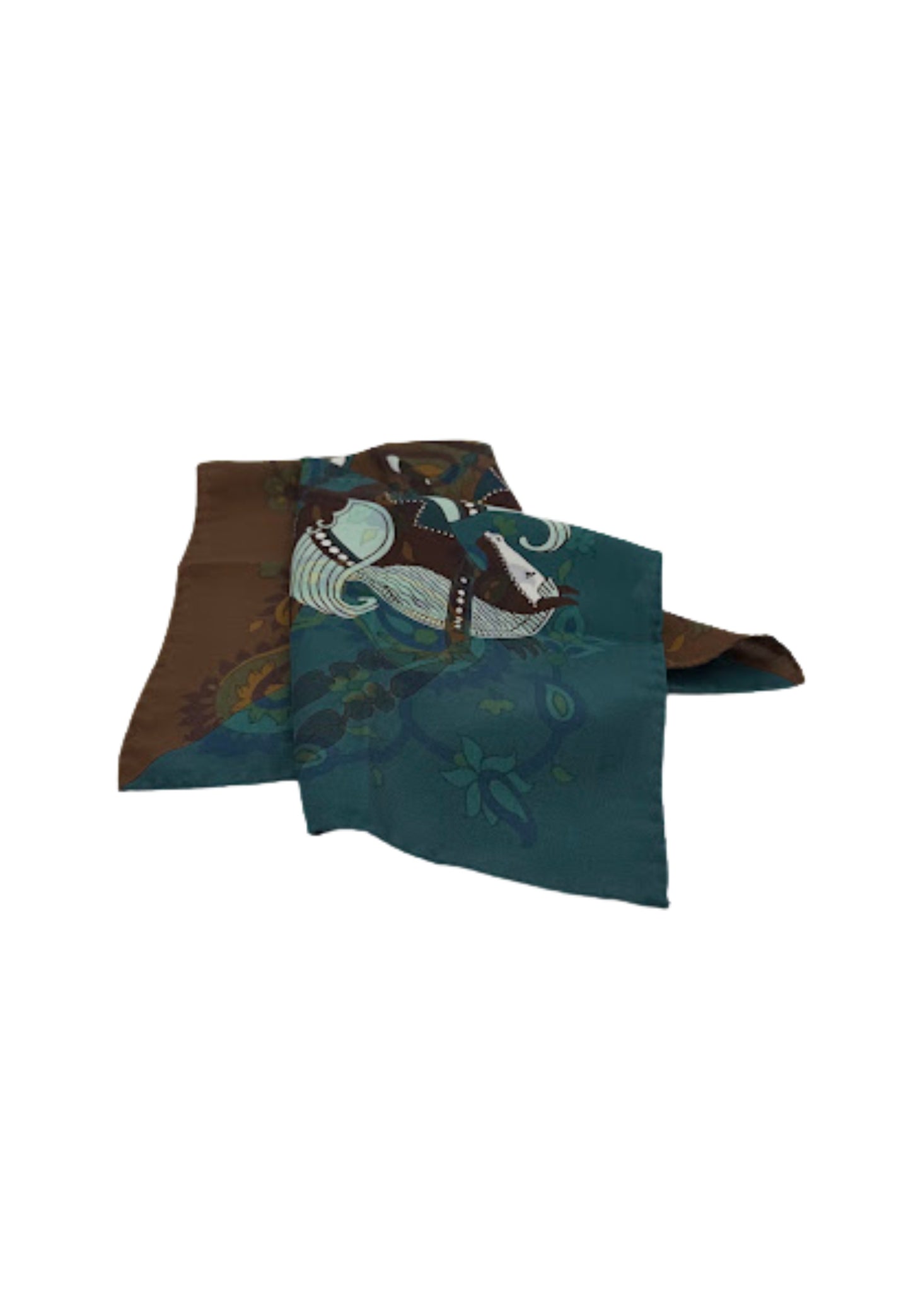 Pari-dar Unisex 53 x 53 Silk Scarf-Blue Brown Colour