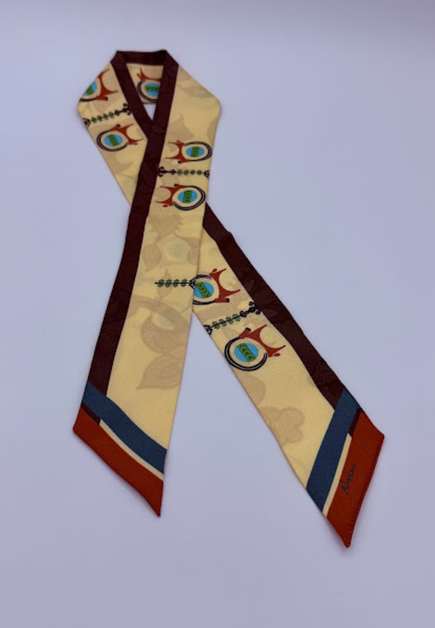 Capra Silk Twilly – Beige & Brown Harmony