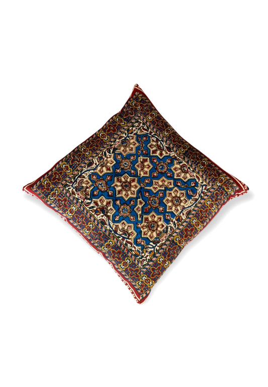 AFROZAN Hand-printed Cushion Cover - Multicolour-Blue01