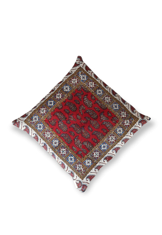 AFROZAN Fodera per cuscino stampata a mano - Multicolor-Rosso01