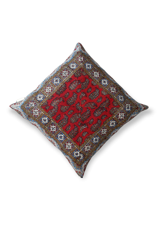 AFROZAN Fodera per cuscino stampata a mano - Multicolor-Rosso02