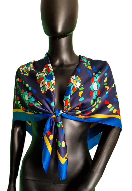 OROSI-Silk scarf - Multicolor Navy