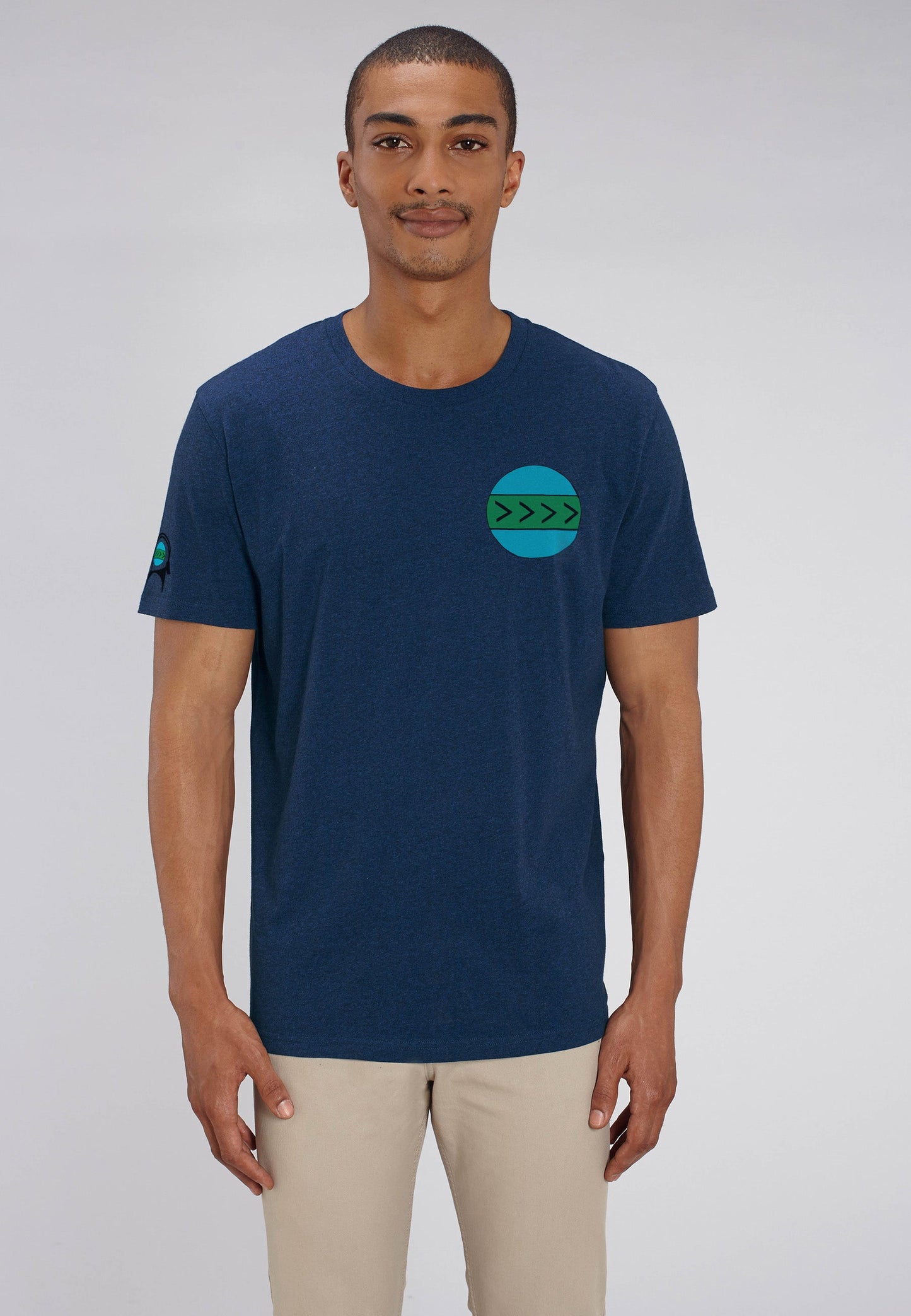CAPRA-EARTH Unisex T-shirt , Vegan T-shirt in Black Heather Blue Cotton Jersey