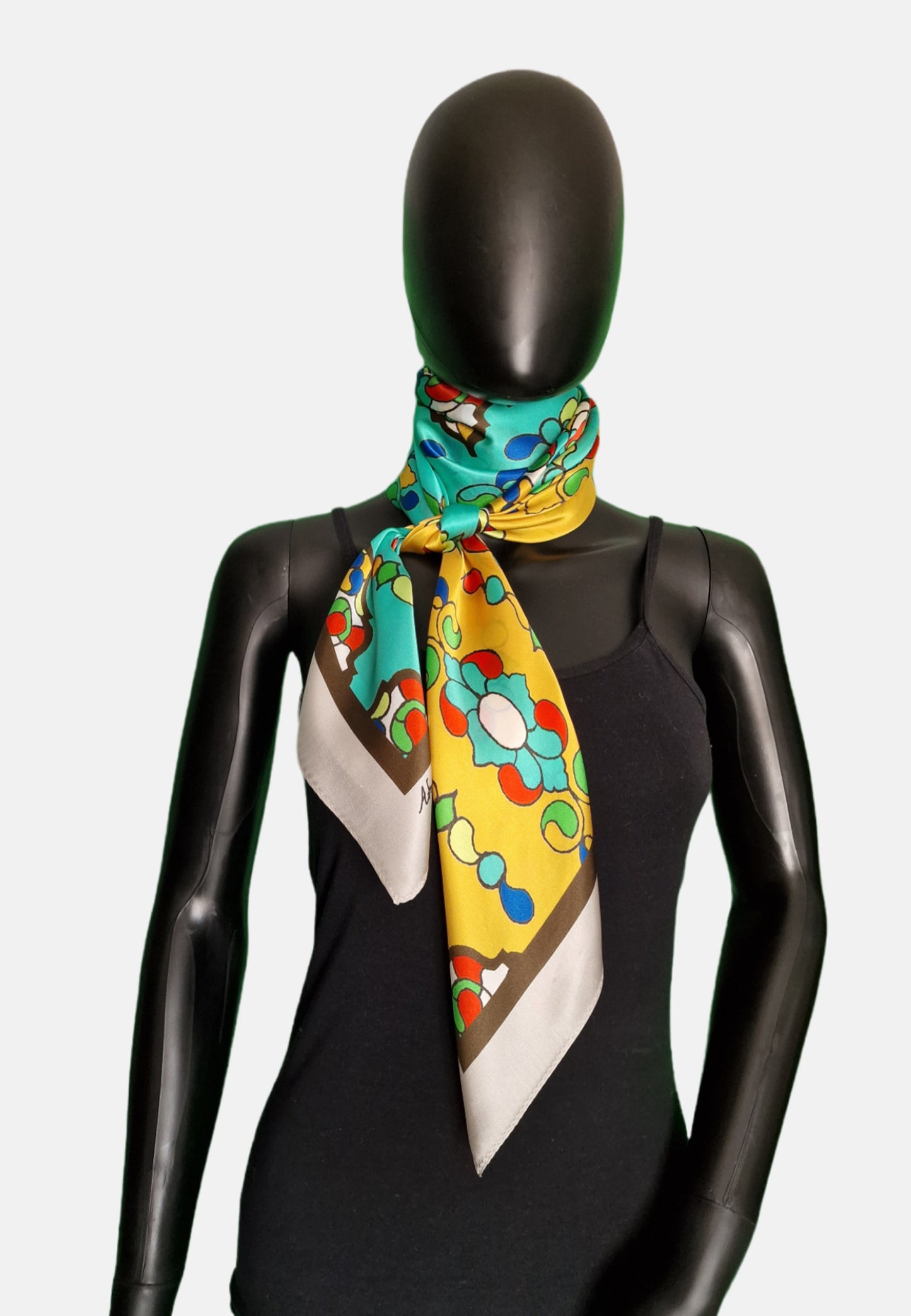 OROSI-Silk scarf - Multicolor Turquoise Gold