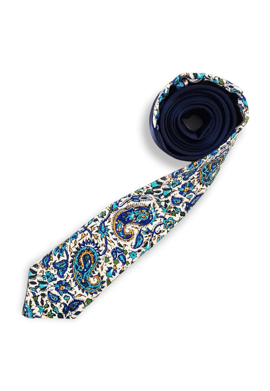 AFROZAN - Artisan Hand-printed Necktie -NB - PAISLEY TIE