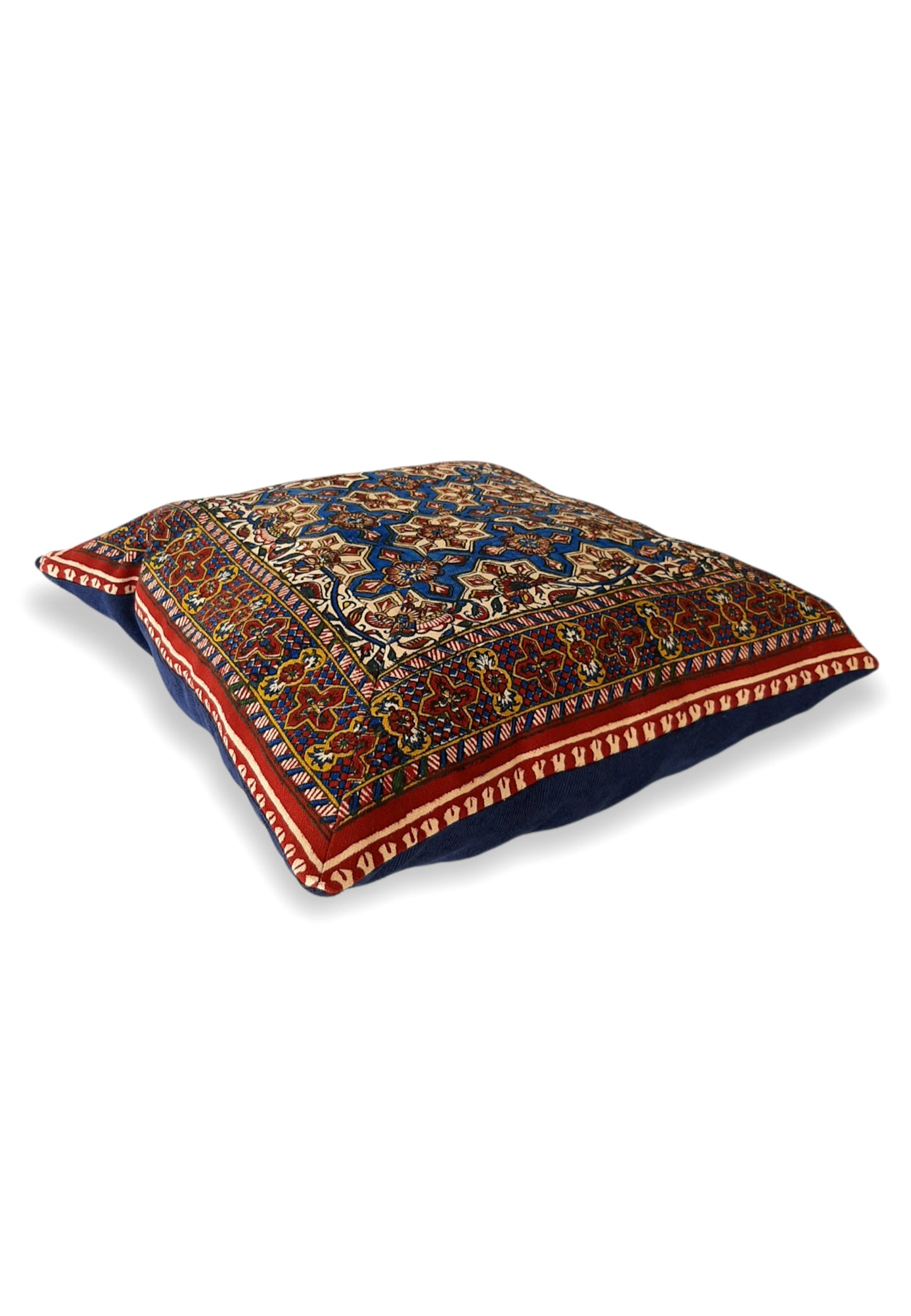 AFROZAN Hand-printed Cushion Cover - Multicolour-Blue01