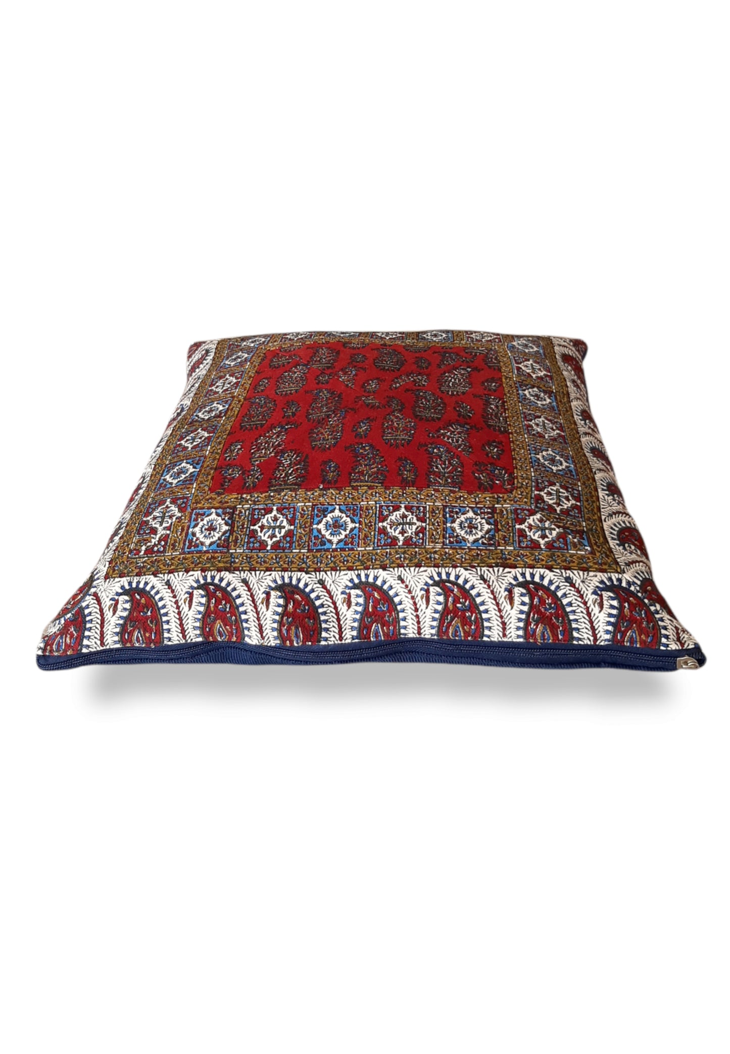 AFROZAN Hand-printed Cushion Cover - Multicolour-Red01
