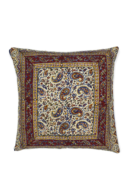 AFROZAN Hand-printed Cushion Cover - Peisly Bordeaux