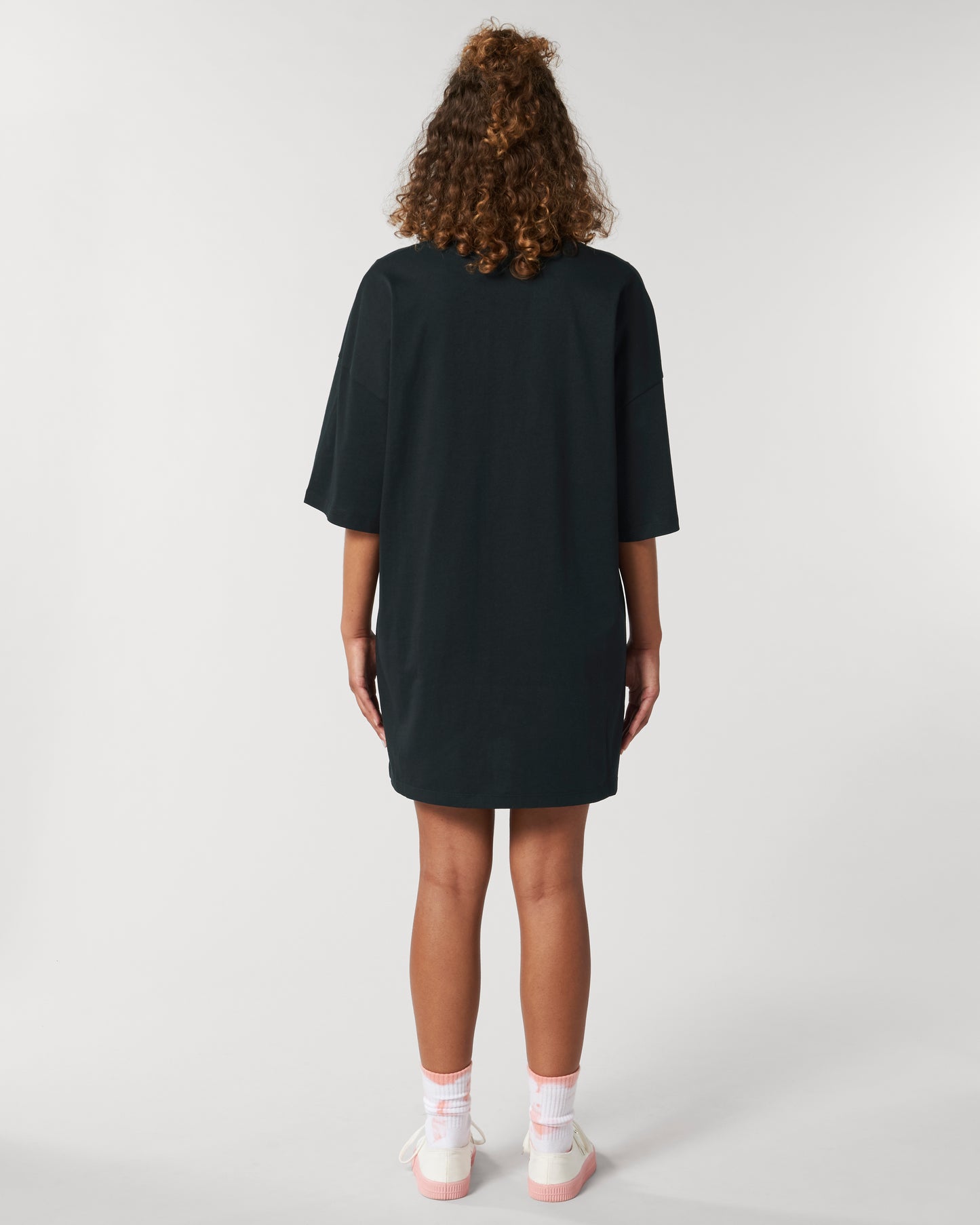CAPRINAE T-Dress , Black Oversized Woman Dress in Cotton Jersey