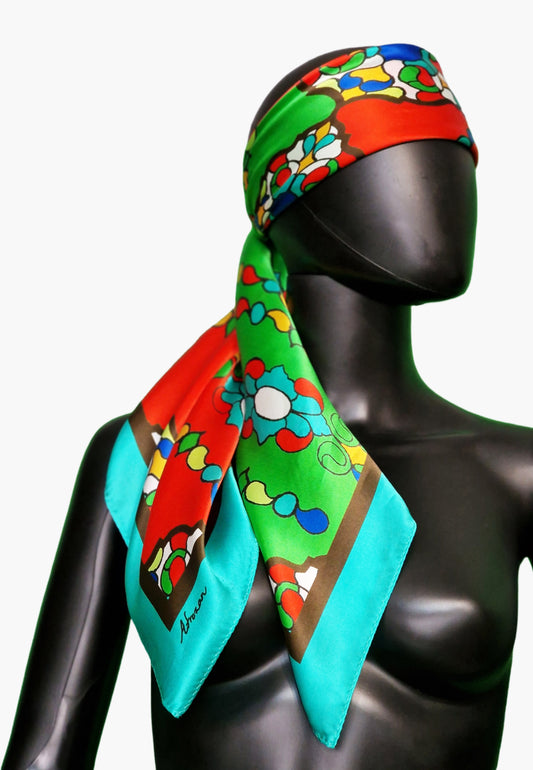OROSI-Silk scarf - Multicolor Red Green