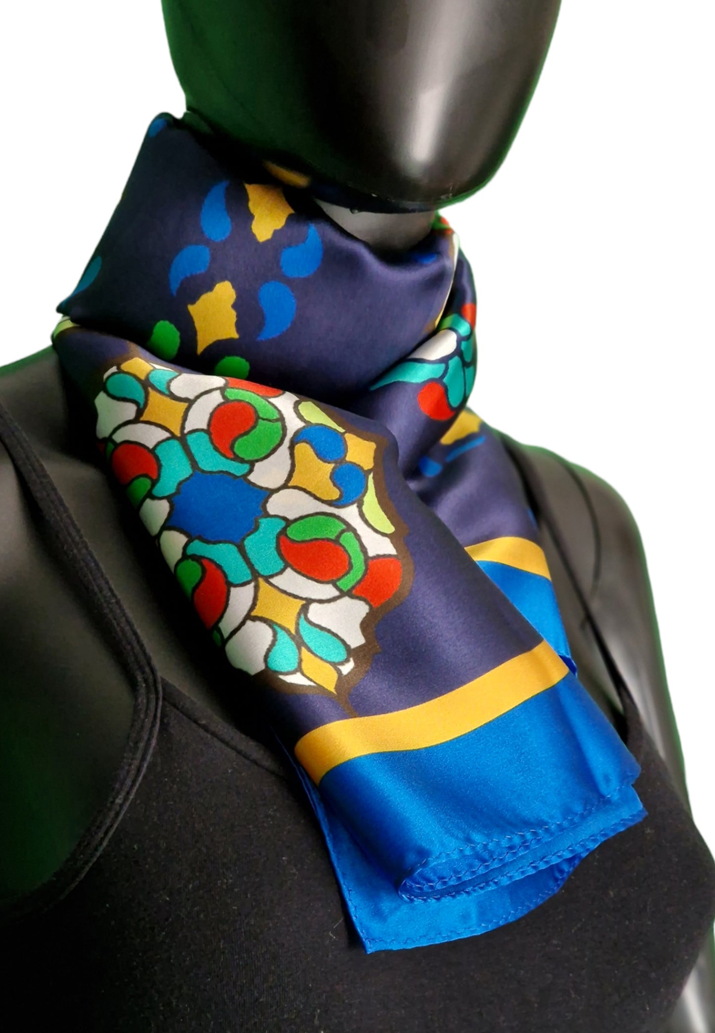 OROSI-Silk scarf - Multicolor Navy