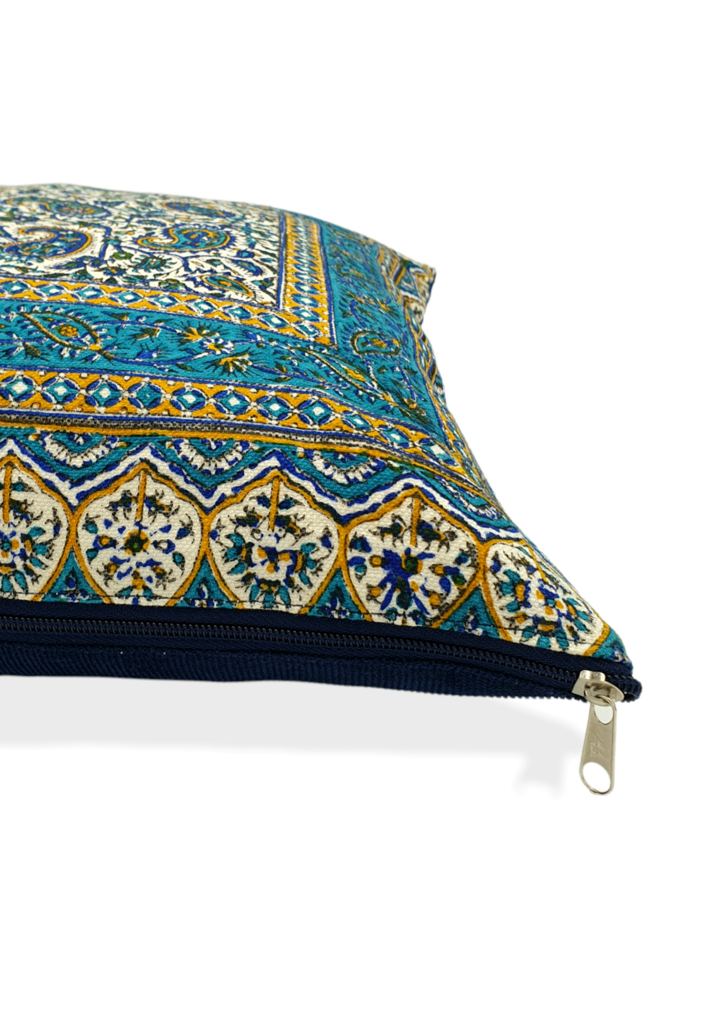 AFROZAN Hand-printed Cushion Cover - Peisly Blue
